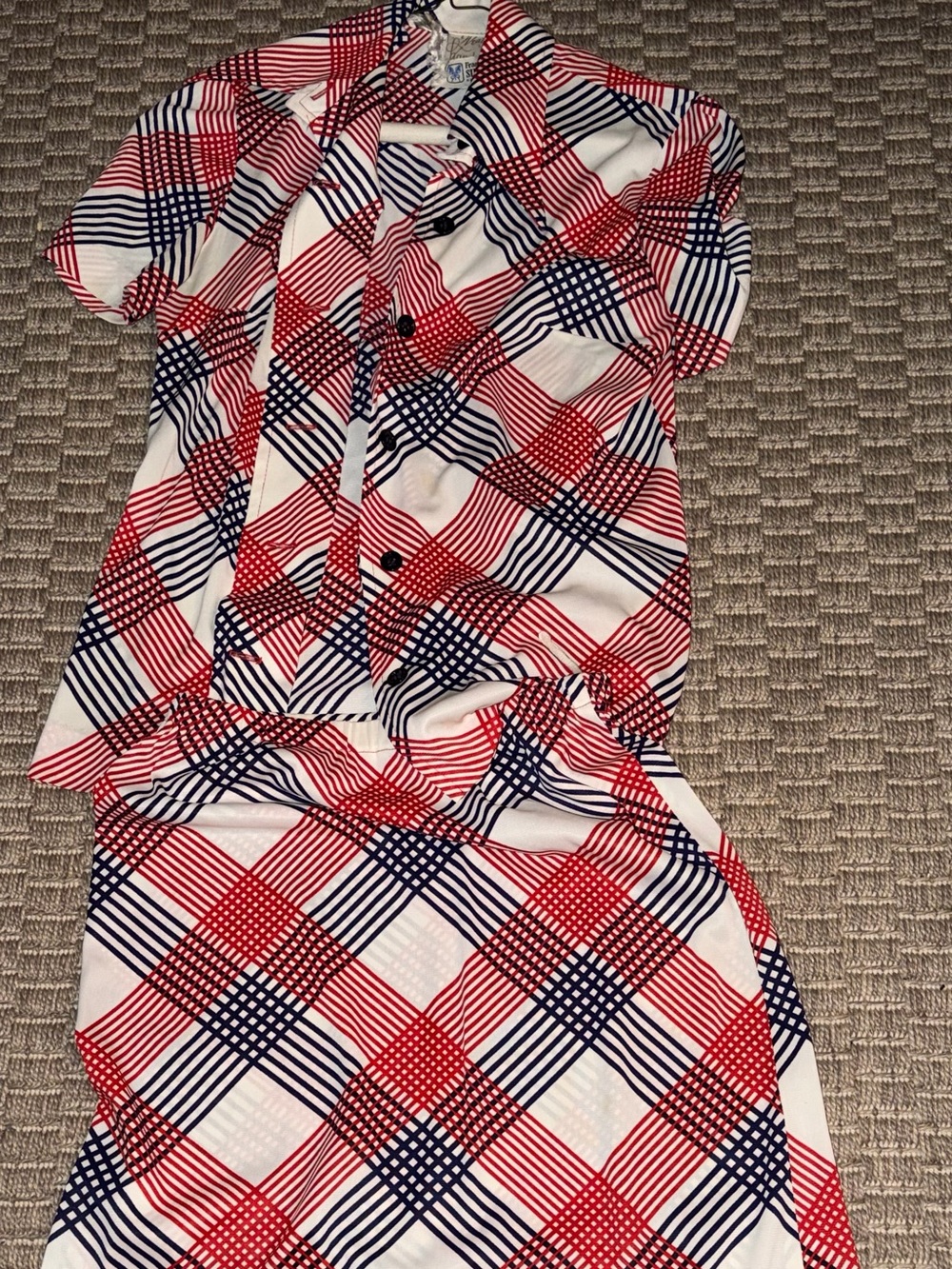 Vintage Franklin Simon New York Women’s 6 Red/White/Blue Plaid 2pc Skirt Suit